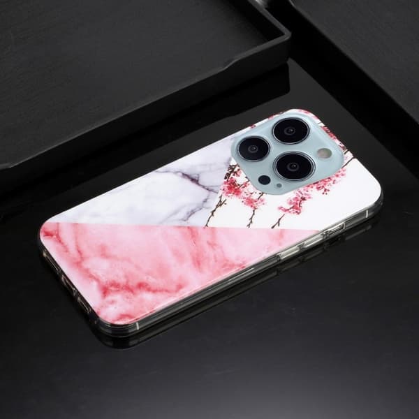 Marble iPhone 13 Pro Suojakotelo - Plum Blossom Pink