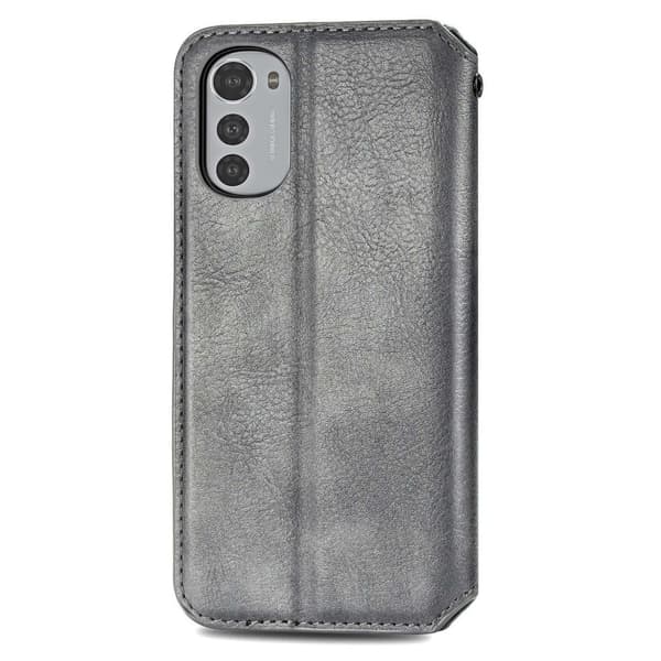 Læretui med A Stilfull Rhombus Imprint til Motorola Moto E32s / E32 / G22 - Grå Silver grey