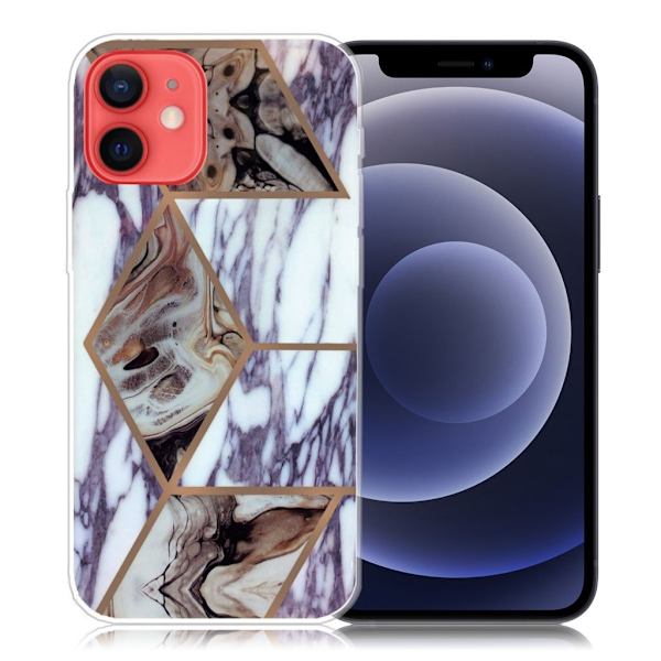Marble iPhone 12 Mini Etui - Blue og Brun Klinkekule Multicolor