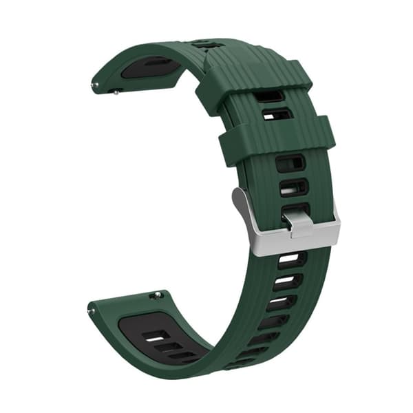 20 mm universel tofarvet silikone-urrem - Sortliggrøn / Sort Green