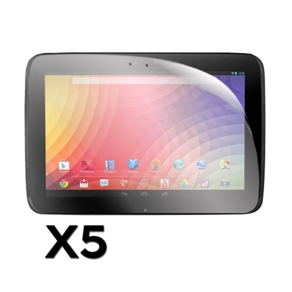 Google Nexus 10 Displayskydd (5 Stycken) Transparent