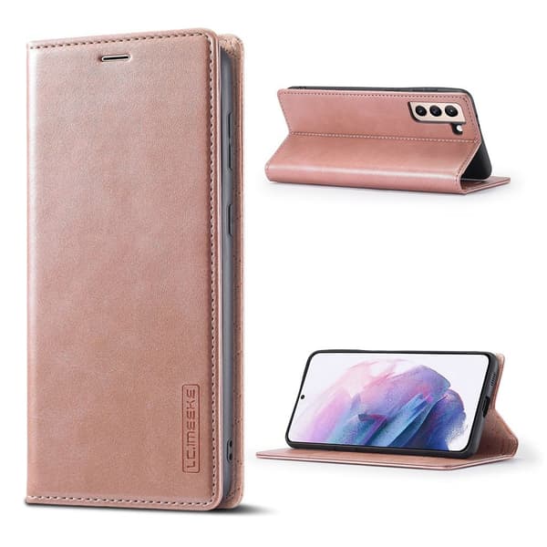 Lc.imeeke Samsung Galaxy S21 FE Flip Etui - Rødguld Pink