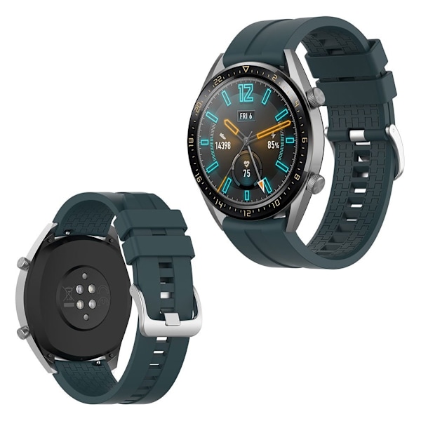Huawei Watch GT klockarmband i slitstark silikon - Svartaktig Grön Grön