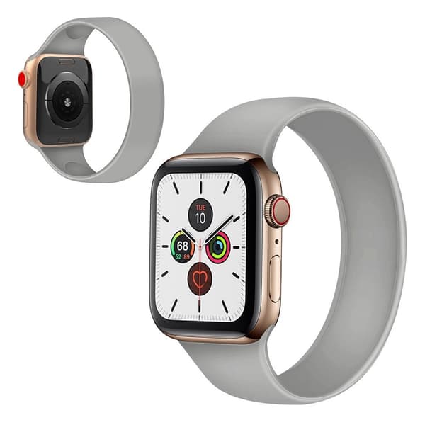 Apple Watch Series 5 / 4 44mm silikone flex-urrem - Grå Størrelse: L Silver grey