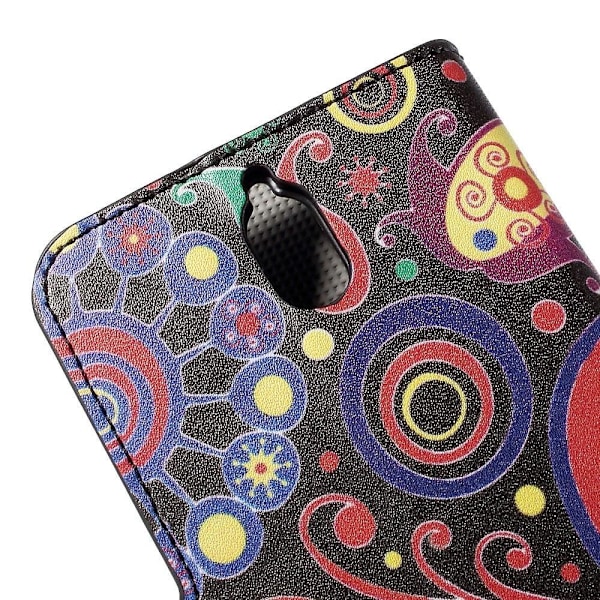 Moberg læderetui til Huawei Y625 med stander og kortholder - Paisley mønster Multicolor