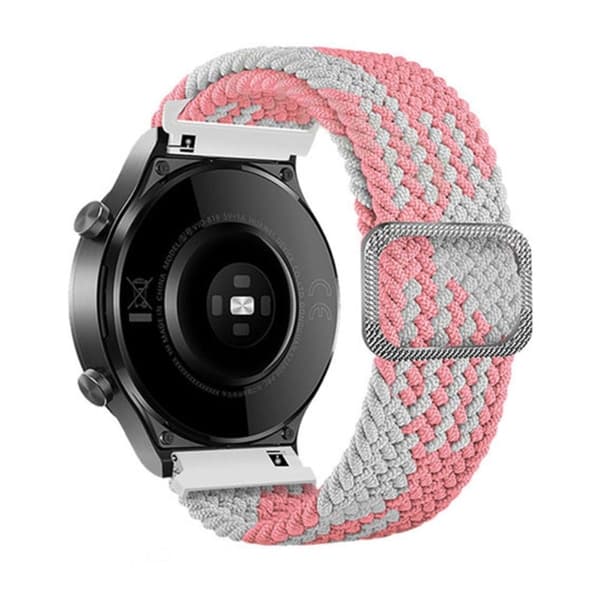 22 mm universal nylonrem med spænde - Lyserød / Hvid Pink