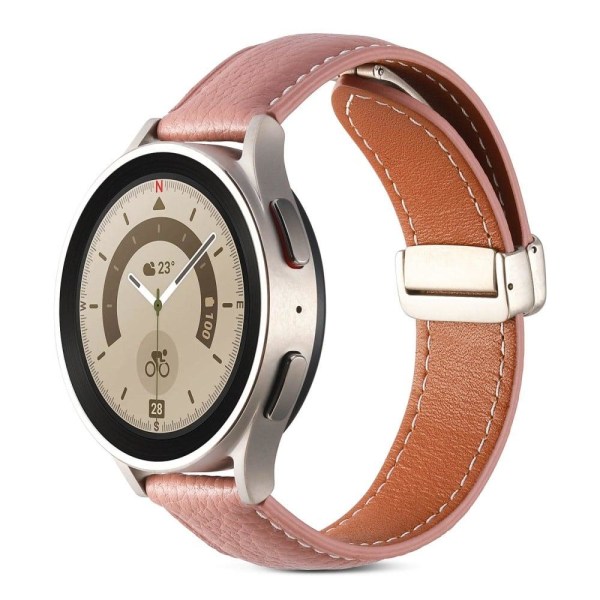 22mm Universal genuine leather watch strap - Deep Pink Pink