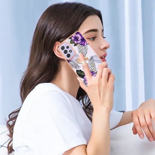 Marmormotiv Samsung Galaxy A73 skal - Lila Blommor Lila