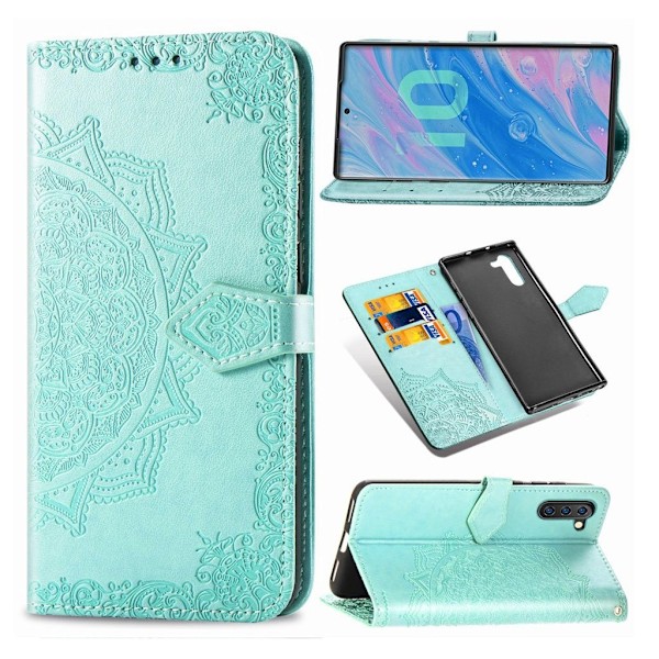 Mandala läder Samsung Galaxy Note 10 fodral - Grön Grön