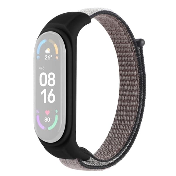 Xiaomi Mi Band 7 / 6 / 5 klockarmband i nylon med silikonöverdrag - Järn Grå Silvergrå