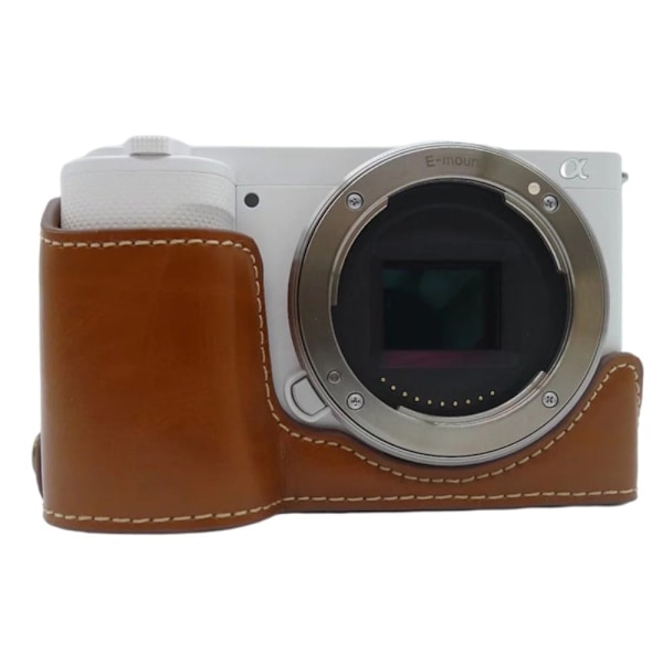 Sony ZV-E10 halvfodral i läder - Brun Brun