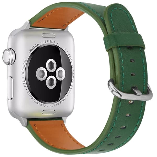 Apple Watch Series 41mm - 40mm - 38mm Ægte okselæderrem - Grøn Green