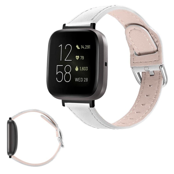 Fitbit Versa 3 / Sense urrem i ægte læder - Hvid White