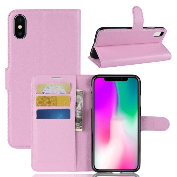 iPhone XR mobilfodral syntetläder silikon stående plånbok - Rosa Rosa