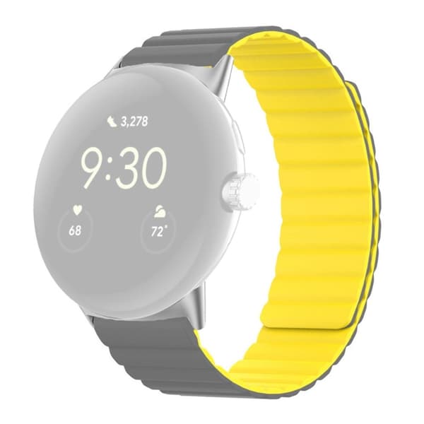 Google Pixel Watch enkel urrem i silikone - Grå / Gul Yellow