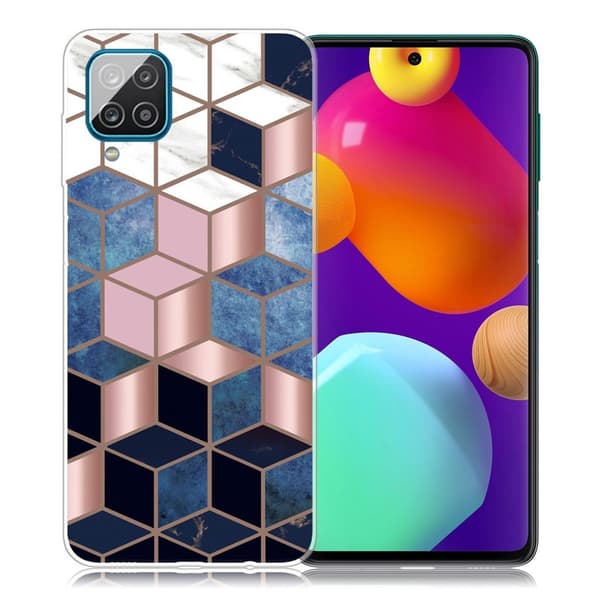 Marble Samsung Galaxy M62 / F62 Etui - Blå / Gold Cube Multicolor