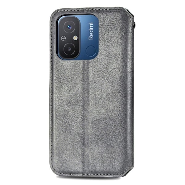 Läder Xiaomi Redmi 12C / Xiaomi Redmi 11A fodral med romb-design - Silver/Grå Silvergrå