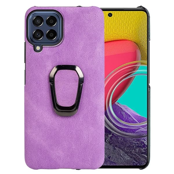 Stötsäkert läderfodral med oval kickstand för Samsung Galaxy M53 5G - Lila Lila