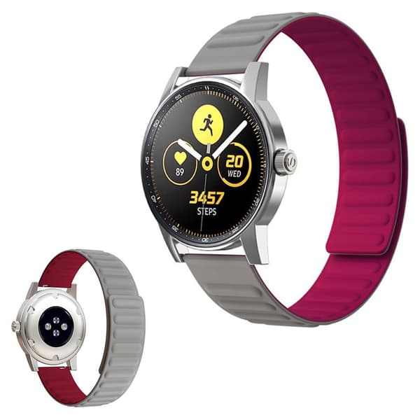 22mm Universal fleksibel silikone urrem - Grå / Rose Pink