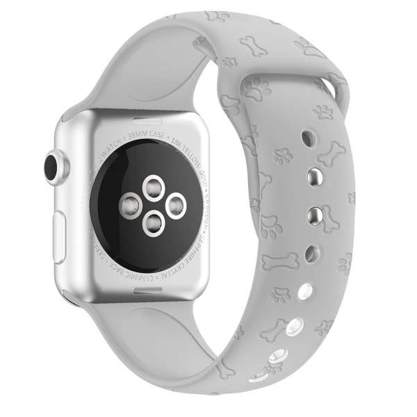 Apple Watch (41mm) sød urrem i silikone med tryk - Grå Pote Silver grey