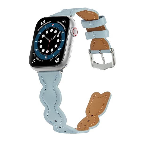 Apple Watch Series 8 (41mm) klockarmband i äkta läder med kanderade hasslar - Blå Blå