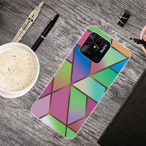 Marmormotiv Xiaomi Redmi 10C skal - Rosa/Grön Och Blå Gradienter multifärg