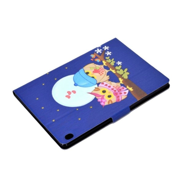 Lenovo Tab M10 pattern printing leather case - Couple Owls Multicolor