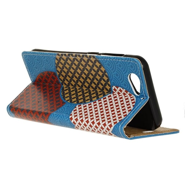 HTC A9s fleksibelt læder-etui m. kortholder - Cirkelmønster Multicolor