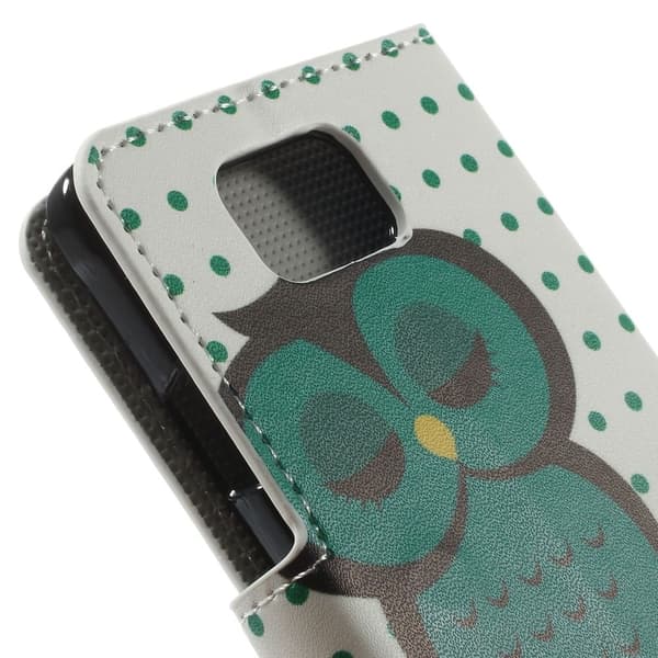 Moberg (sovende ugle) Samsung Galaxy Alpha Lær Flipp Case Green