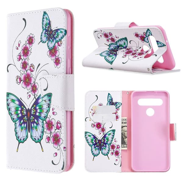 Wonderland LG K61 flip-etui - Sommerfugl Og Blomst Multicolor
