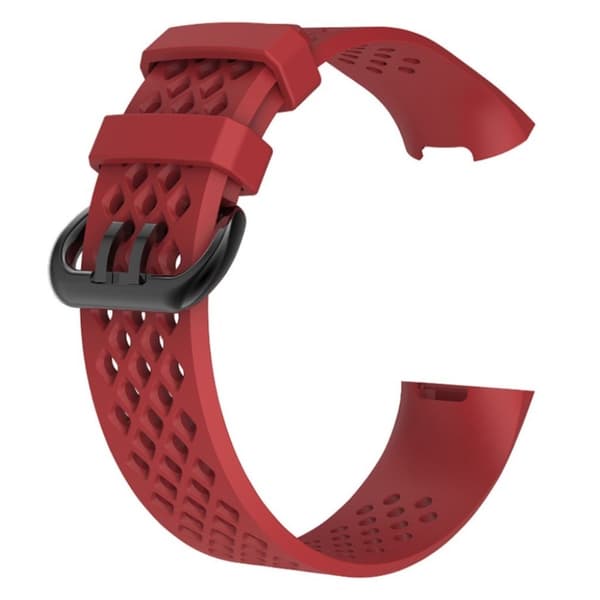 Fitbit Charge 3 erstatnings urrem i silikone med åndbare huller - Str S, Rød Red