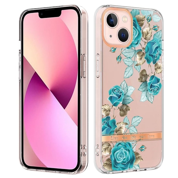Erittäin ohut ja kestävä pehmeäkantinen iPhone 14 - Hc002 Sininen Ruusu Blue
