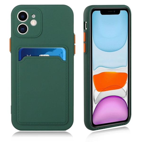 Card Holder Deksel til iPhone 12 Mini - Mørkegrønn Green