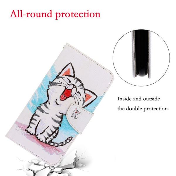 Wonderland Huawei P40 Lite E flip etui - Glad Kat White