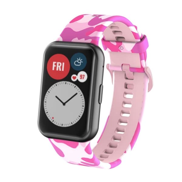 Huawei Watch Fit patterned silicone watch band - Pink / Camouflage Rosa
