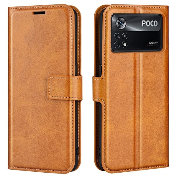 Xiaomi Poco X4 Pro 5G nahkainen lompakokkotelo - Keltainen Yellow