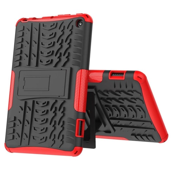 Tire pattern kickstand case for Amazon Fire 7 (2022) - Red Röd
