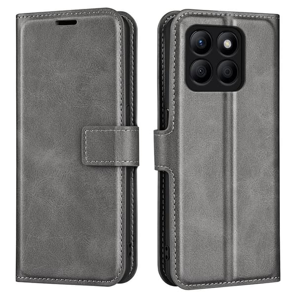 Skinn-etui i lommebok-stil for Honor X8b - Grå Silver grey