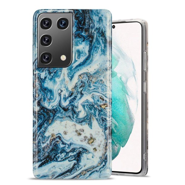 Marble design Samsung Galaxy S21 Ultra 5G kotelot - Sininen Roiske Blue