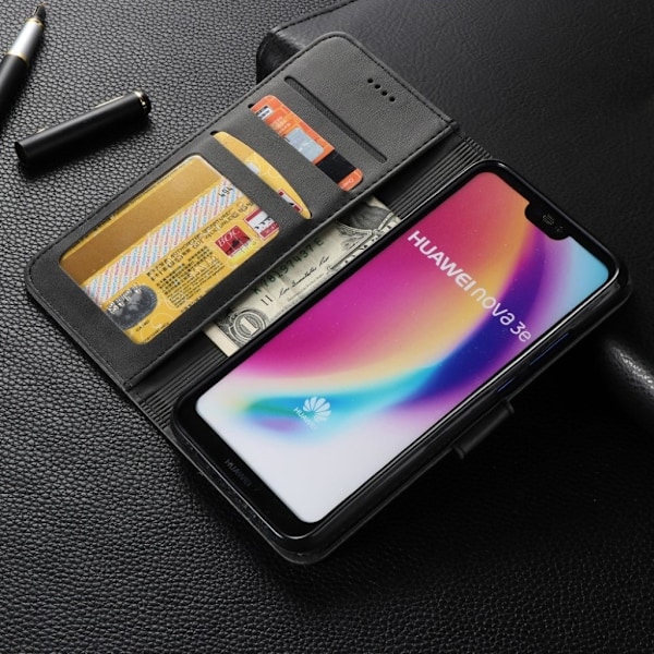 LC.Imeeke läder Huawei P20 Lite fodral - Svart Svart