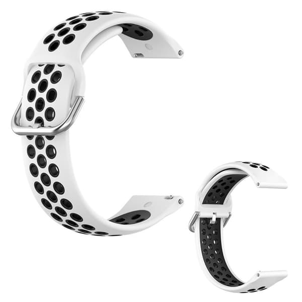 20 mm tofarvet silikoneurrem til Samsung-ur - Hvid / Sort Black