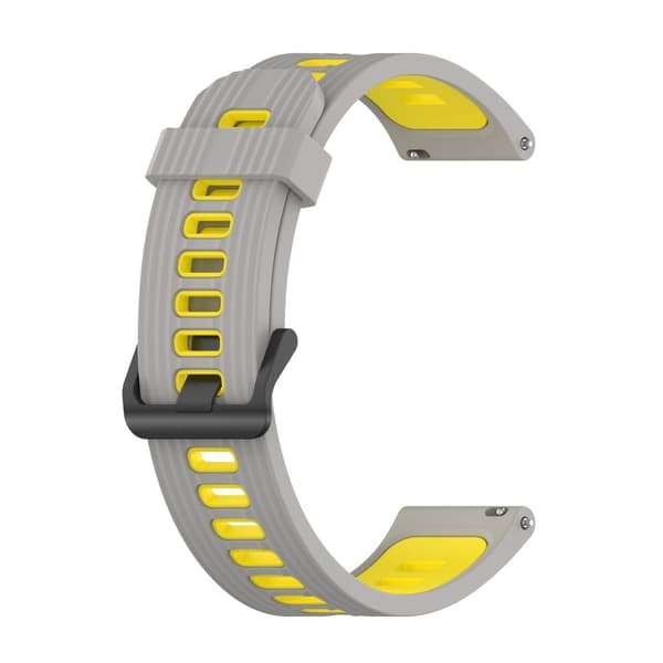 20 mm universellt klockarmband med dubbla färgstrimmor - Grå / Gul Silvergrå