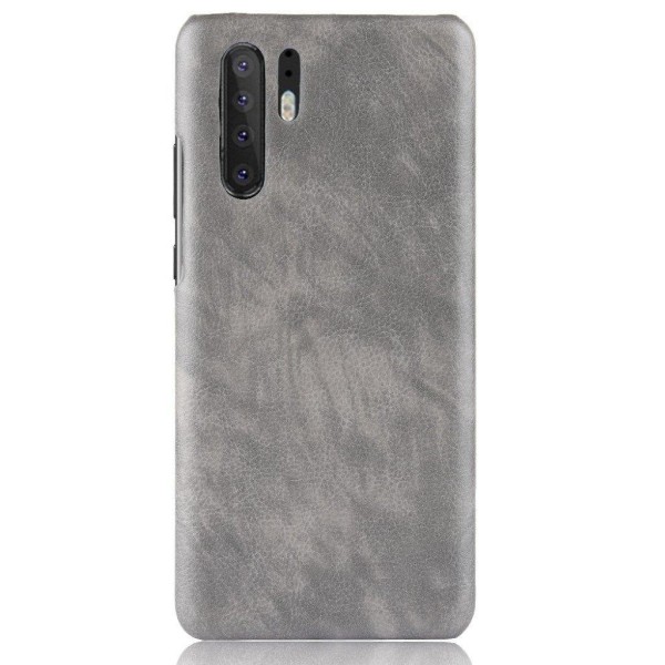 Huawei P30 Pro litchi skin læderetui - Grå Silver grey