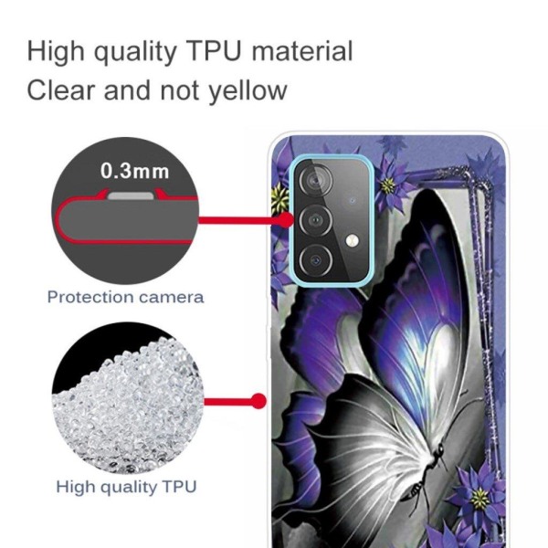 Butterfly Samsung Galaxy A72 5G nahkakotelo - Violetti Perhonen Purple