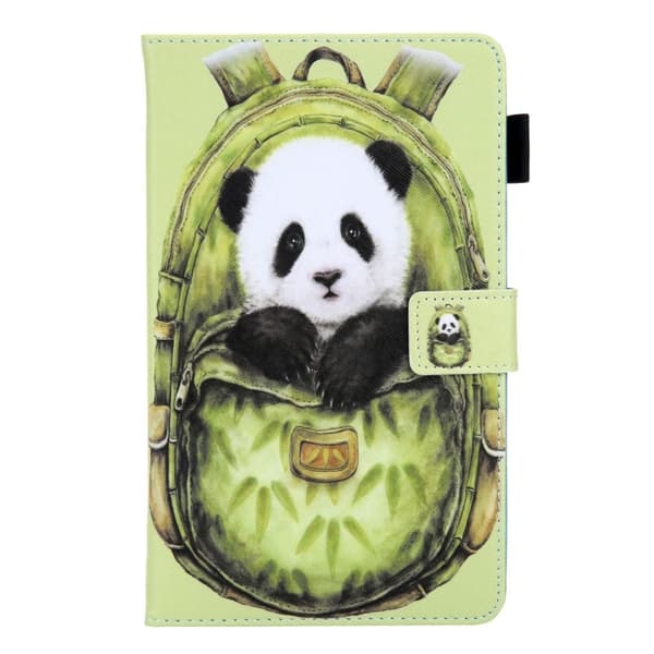 Amazon Fire HD 8 (2020) tyylikäs kuvio nahkainen flip case - Panda Green