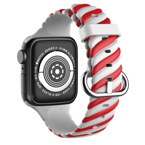 Apple Watch 40mm unik farve twist silikone urrem - Rød / Hvid Red