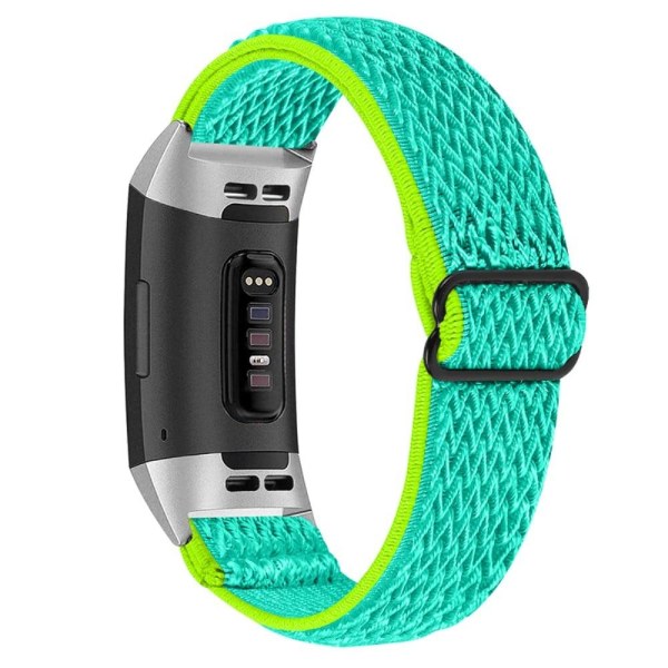 Fitbit Charge 4 / Charge 3 nylon elastic watch strap - Yellow / Green