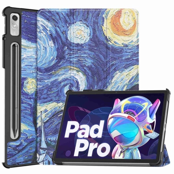 Lenovo Pad Pro 2022 tri-fold pattern leather case - Starry Night Blue