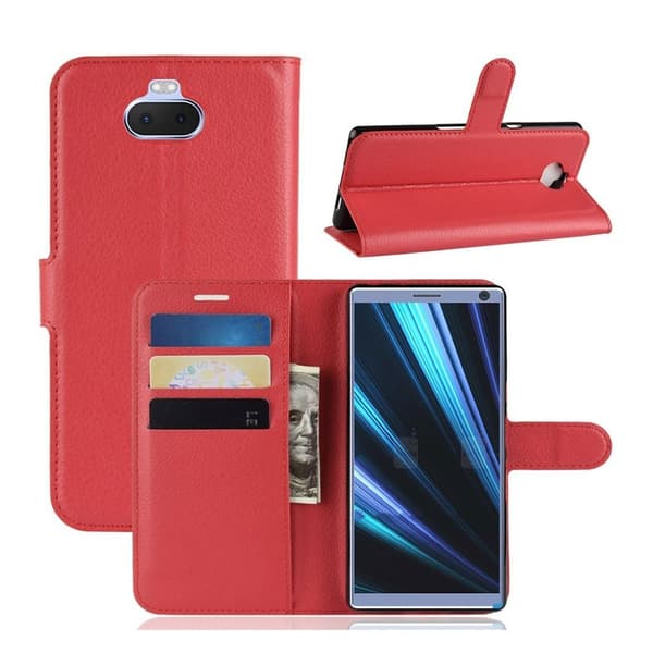Sony Xperia 10 litchi läderfodral - Röd Röd