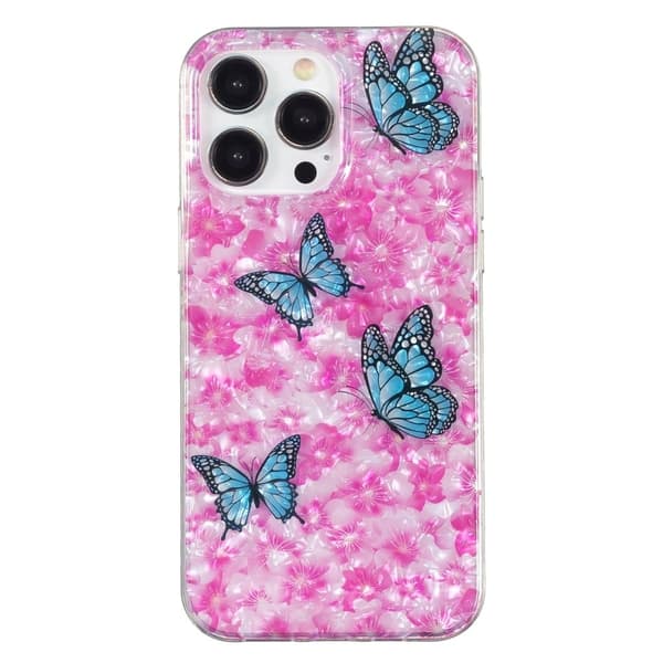 Butterfly läder iPhone 12 Pro Max fodral - Rosa Rosa